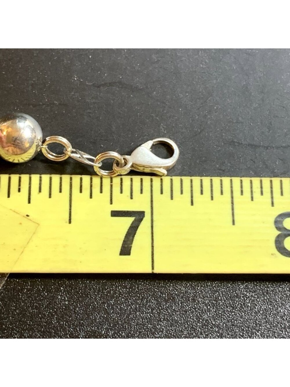 Beaded Bracelet Two Tone Solid Sterling Silver 925 Size 7'' Length - Picture 8 of 11